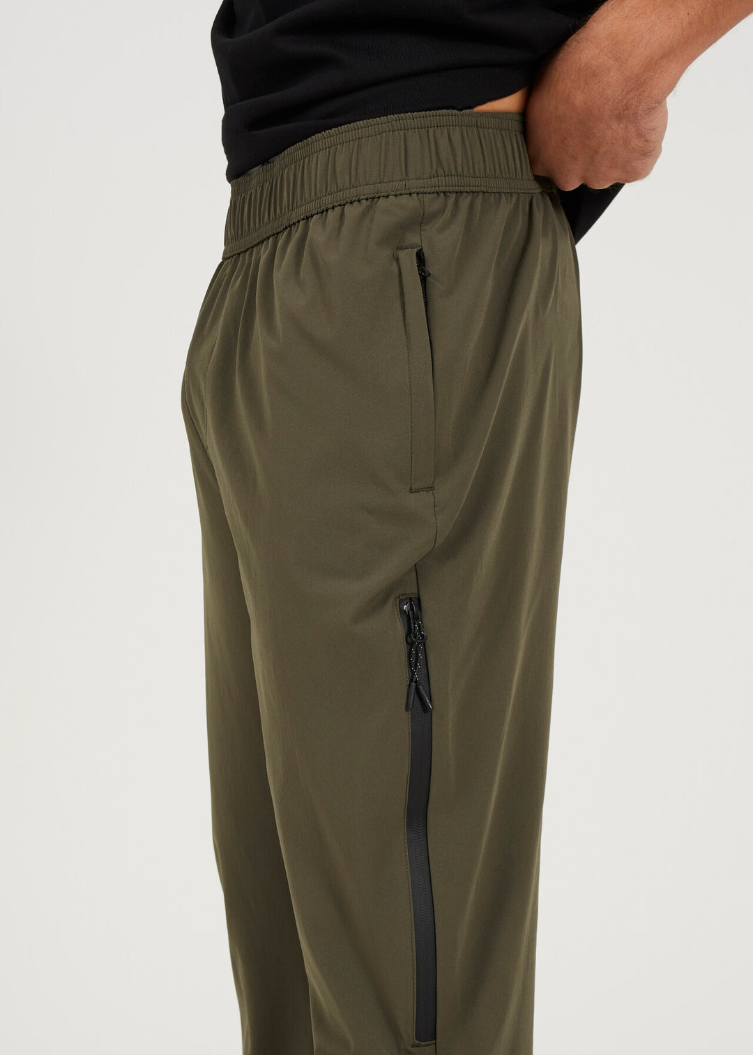 ZIP DETAIL TECH TROUSERS, KHAKI