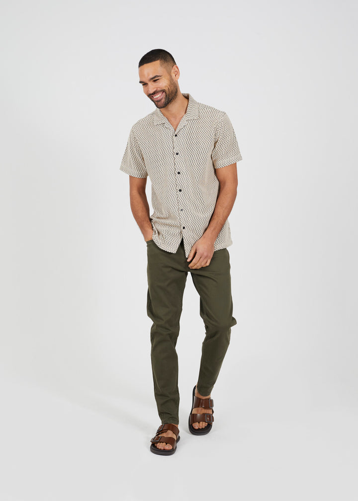 COTTON TWILL CHINO, KHAKI