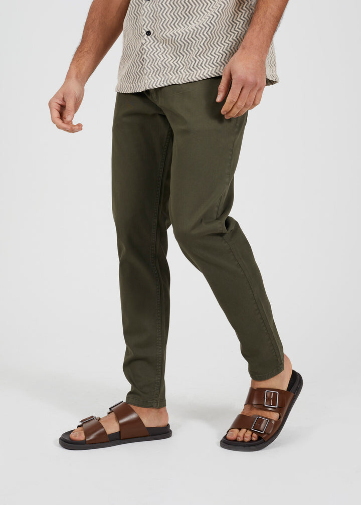 COTTON TWILL CHINO, KHAKI