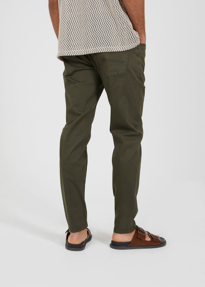 COTTON TWILL CHINO, KHAKI