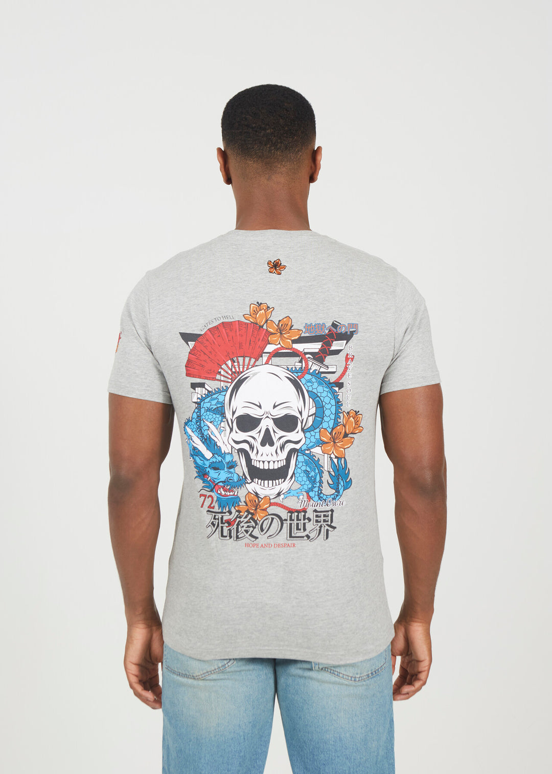 SKULL ORIENTAL PRINTED T-SHIRT