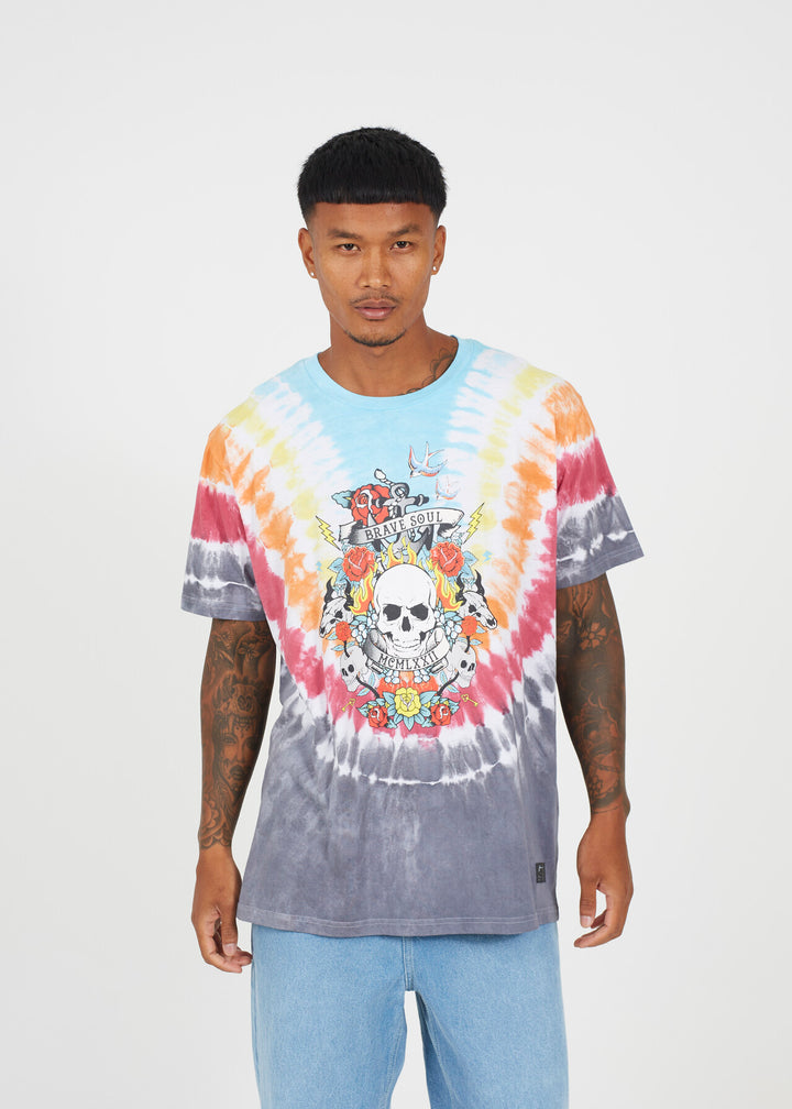 TIE DYE SKULL PRINT DESIGN T-SHIRT
