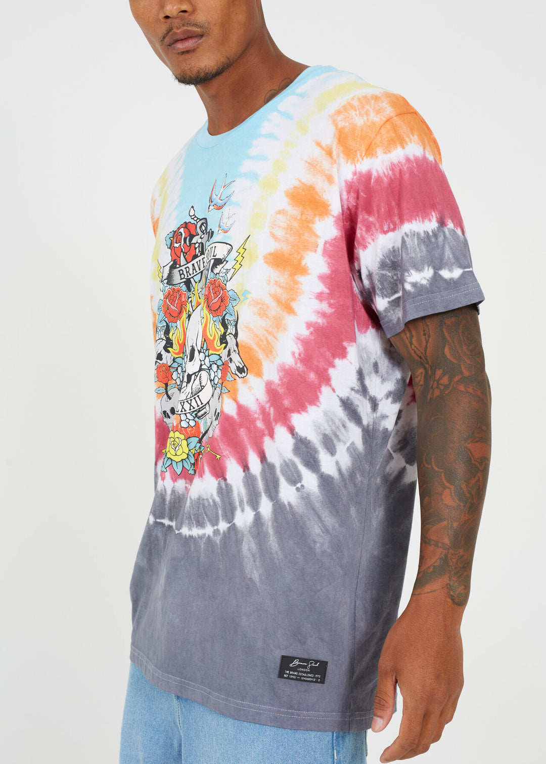 TIE DYE SKULL PRINT DESIGN T-SHIRT