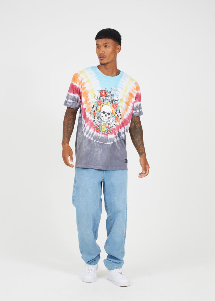 TIE DYE SKULL PRINT DESIGN T-SHIRT