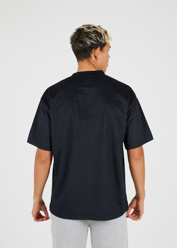 CORD RELAXED FIT T-SHIRT, JET BLACK