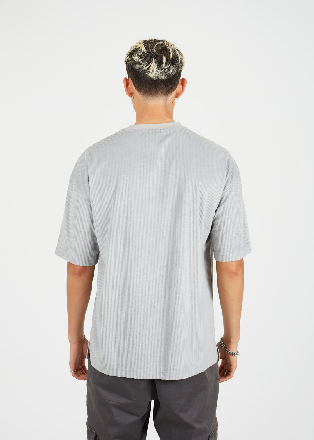 CORD RELAXED FIT T-SHIRT, GREY
