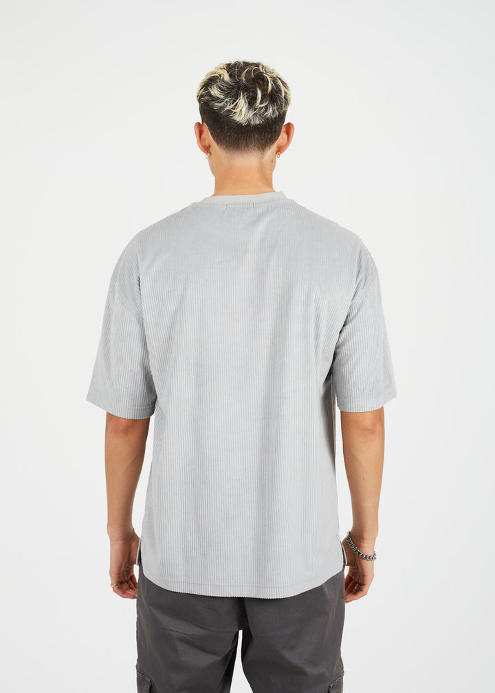 CORD RELAXED FIT T-SHIRT, GREY