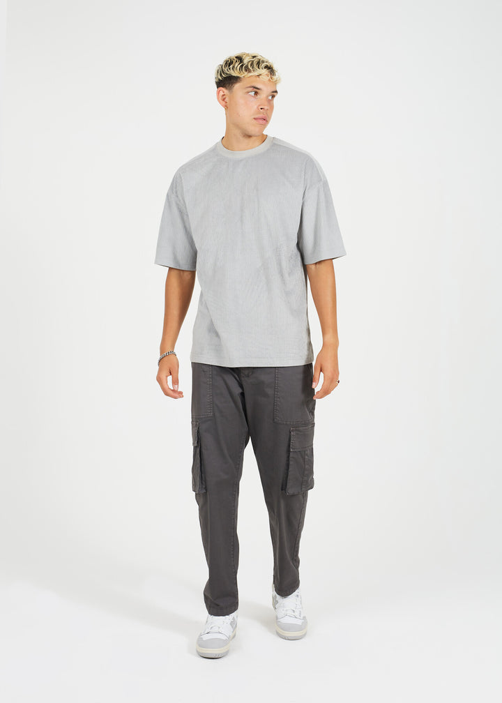 CORD RELAXED FIT T-SHIRT, GREY