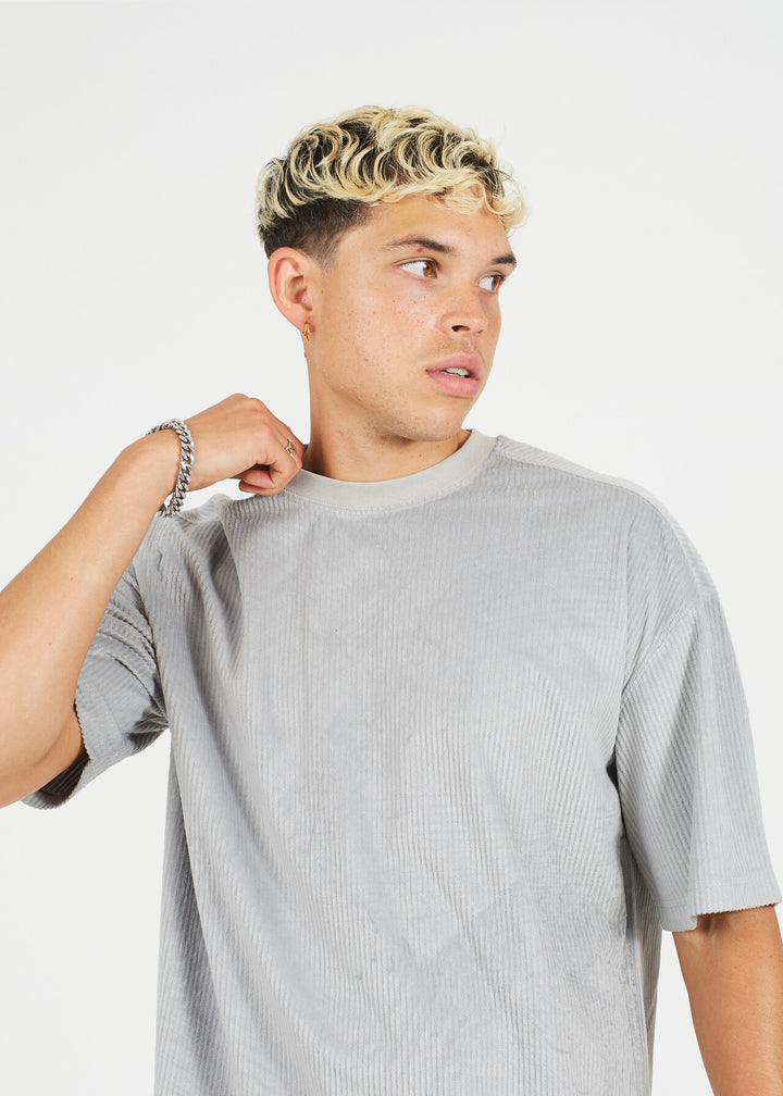 CORD RELAXED FIT T-SHIRT, GREY