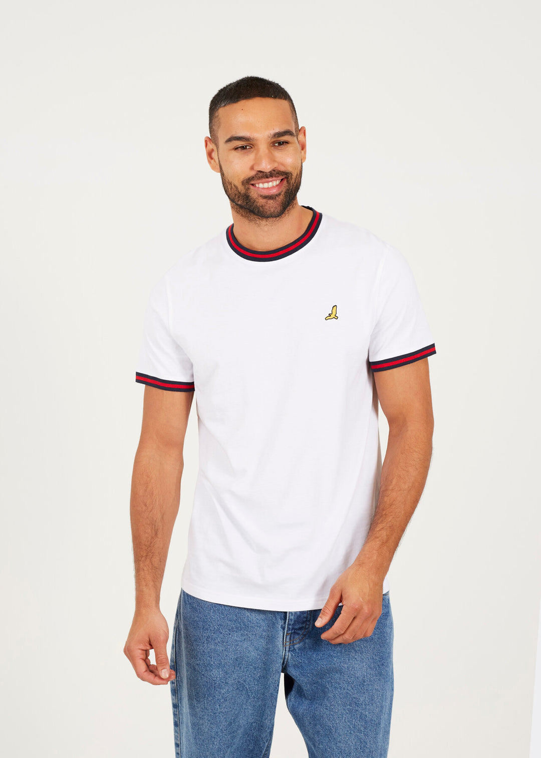 CONTRAST EMBROIDERED TIPPING DETAIL T-SHIRT