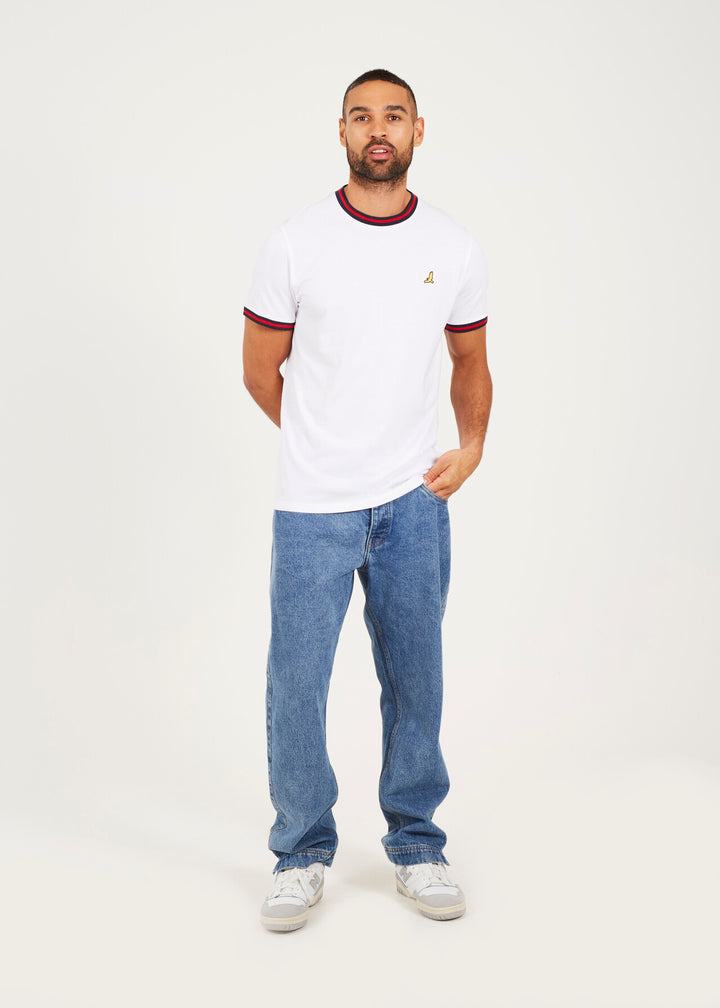 CONTRAST EMBROIDERED TIPPING DETAIL T-SHIRT
