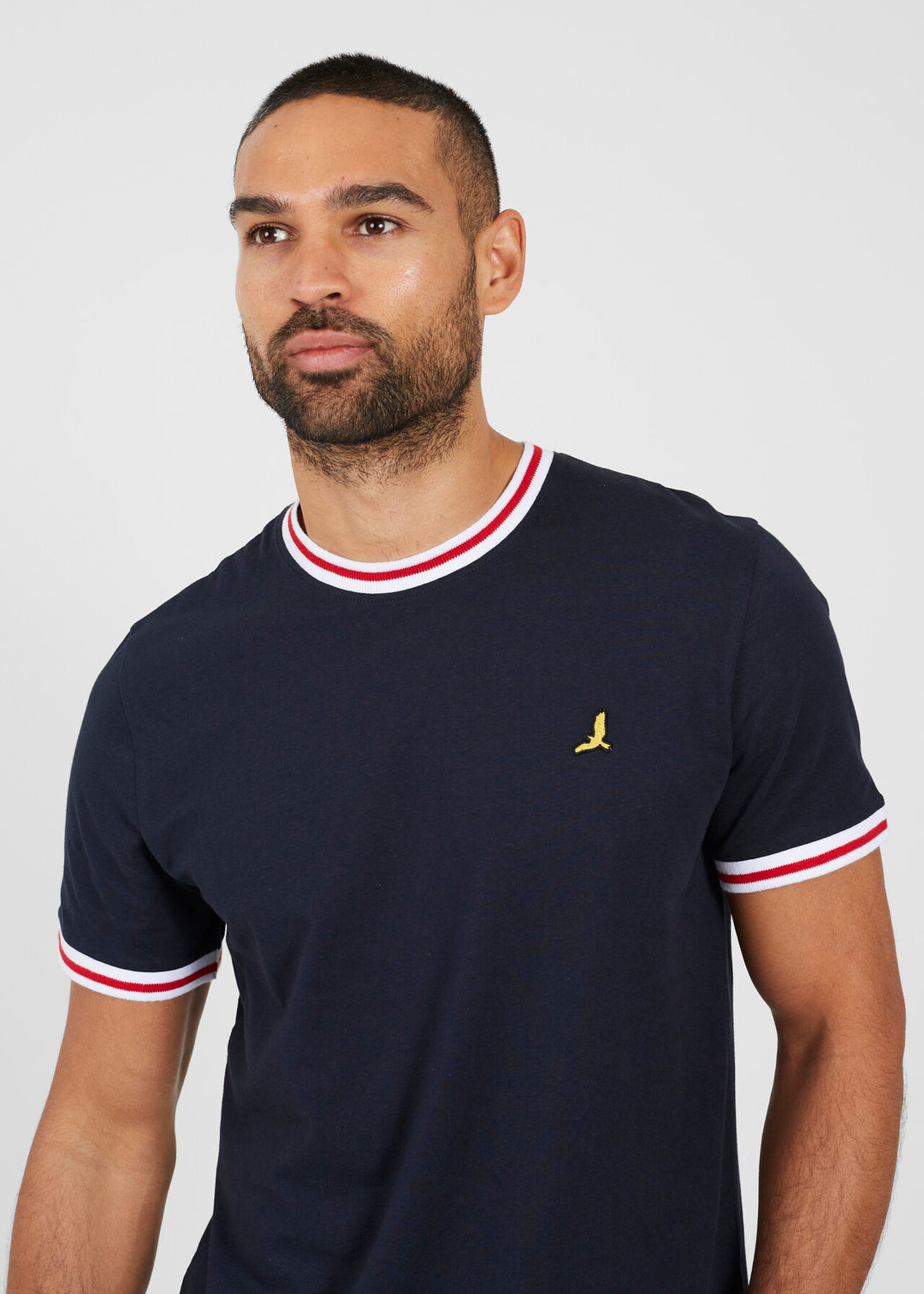 CONTRAST EMBROIDERED TIPPING DETAIL T-SHIRT