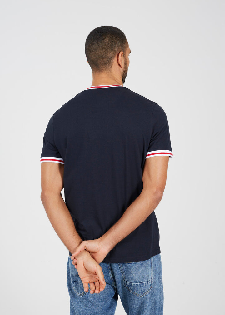 CONTRAST EMBROIDERED TIPPING DETAIL T-SHIRT