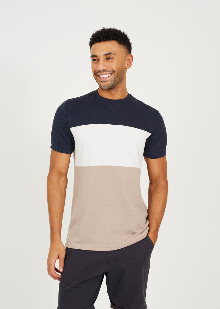JACQUARD COLOUR BLOCKING T-SHIRT
