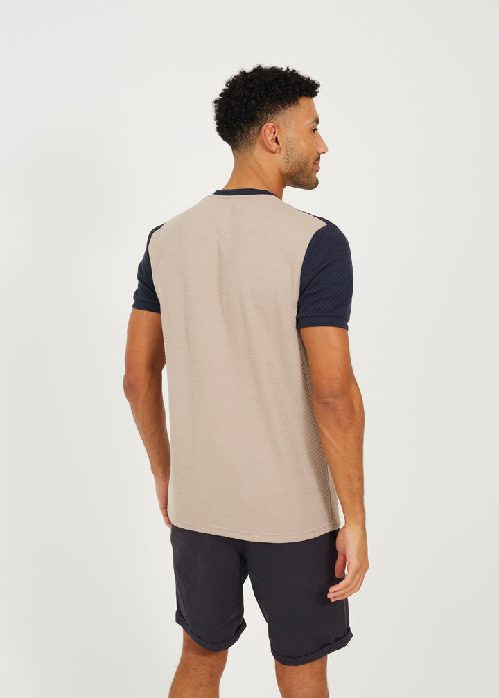 JACQUARD COLOUR BLOCKING T-SHIRT