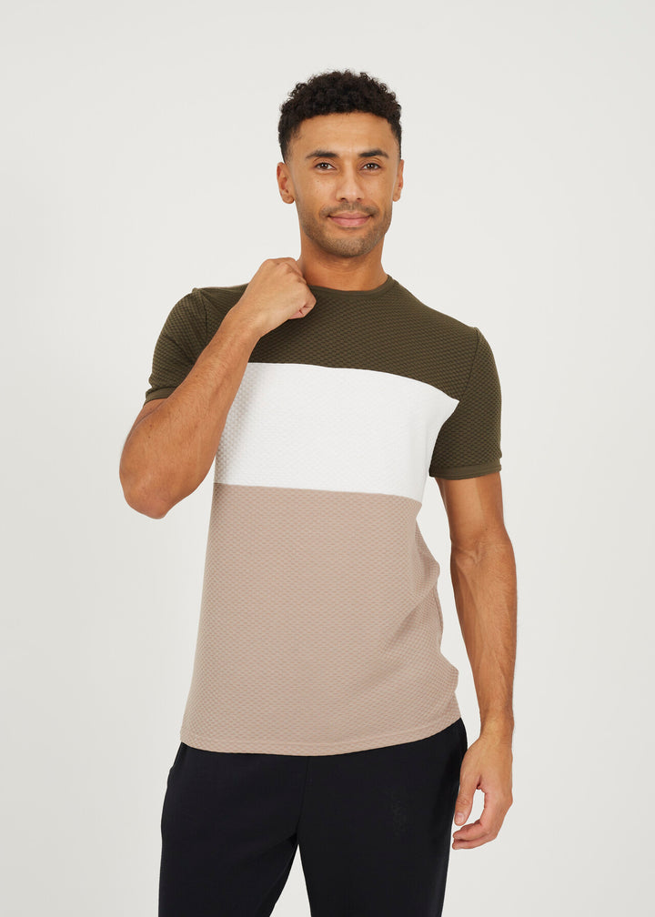 JACQUARD COLOUR BLOCKING T-SHIRT