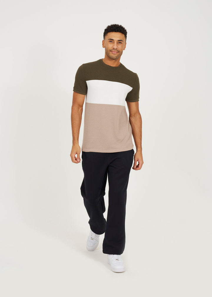 JACQUARD COLOUR BLOCKING T-SHIRT