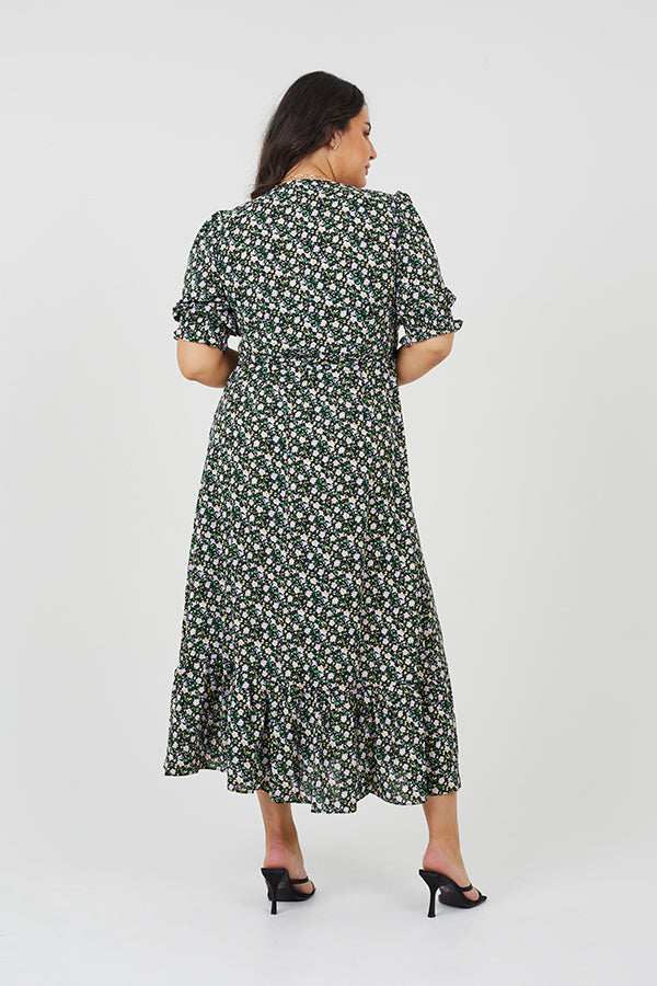 PLUS SIZE FLORAL WRAP DRESS