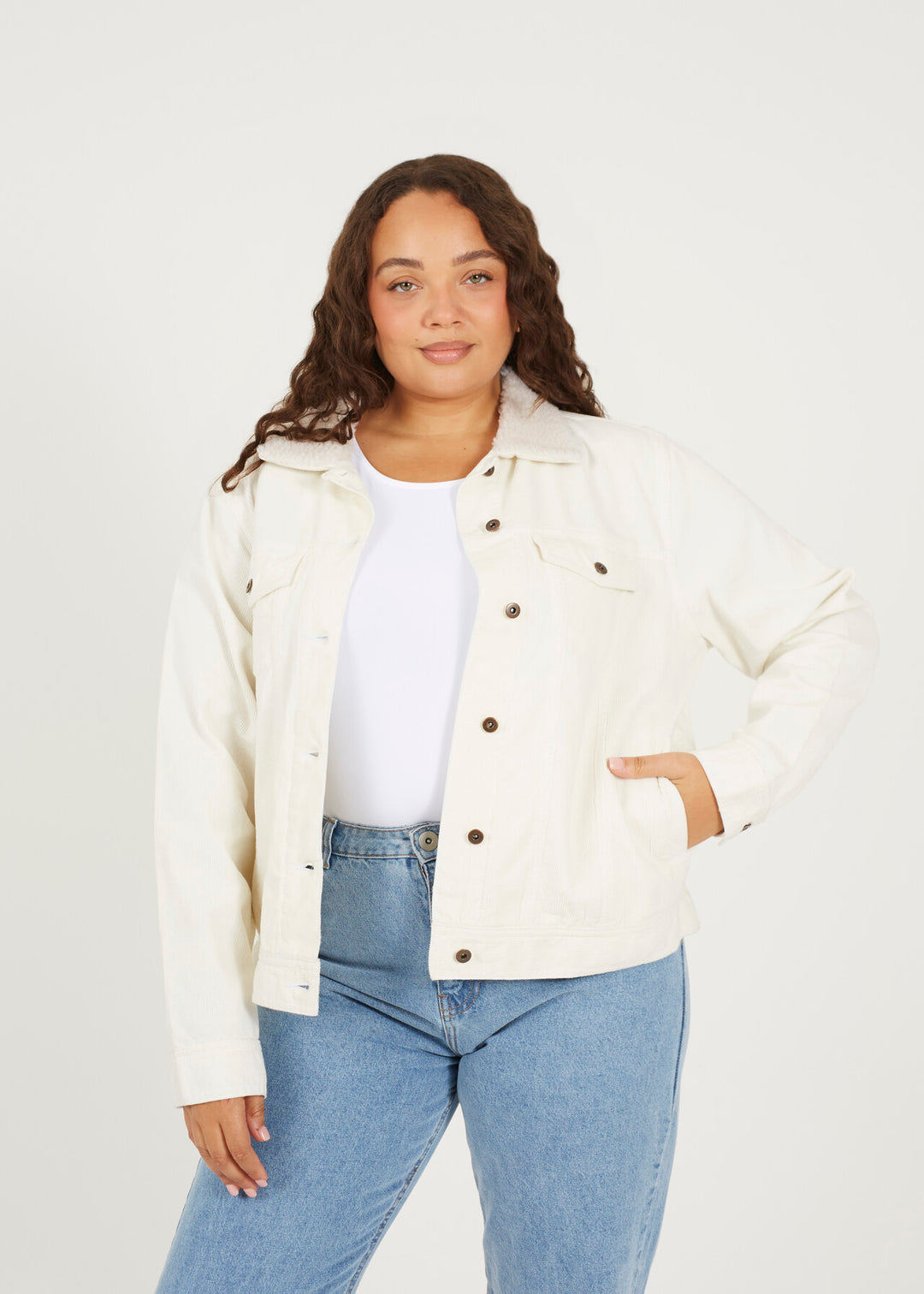 Womens Wholesale Plus Size Corduroy Borg Jacket Western Style