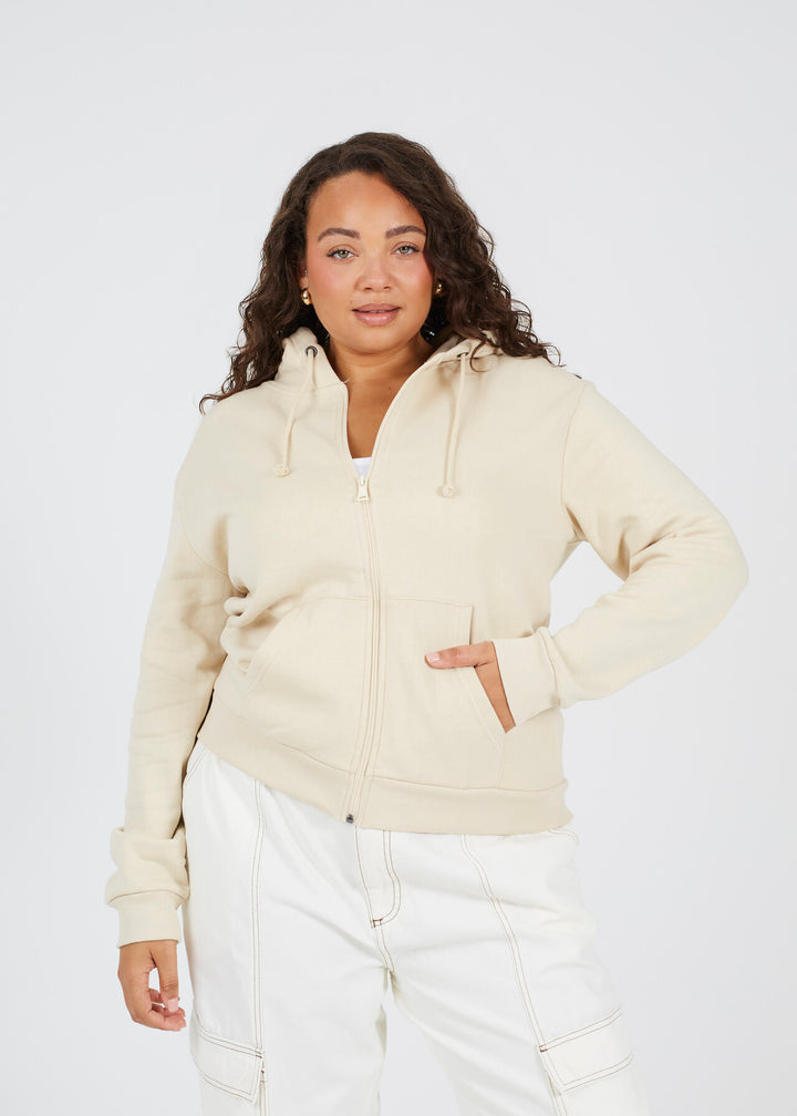 PLUS SIZE PLAIN STONE DRAWSTRING ZIP HOODIE