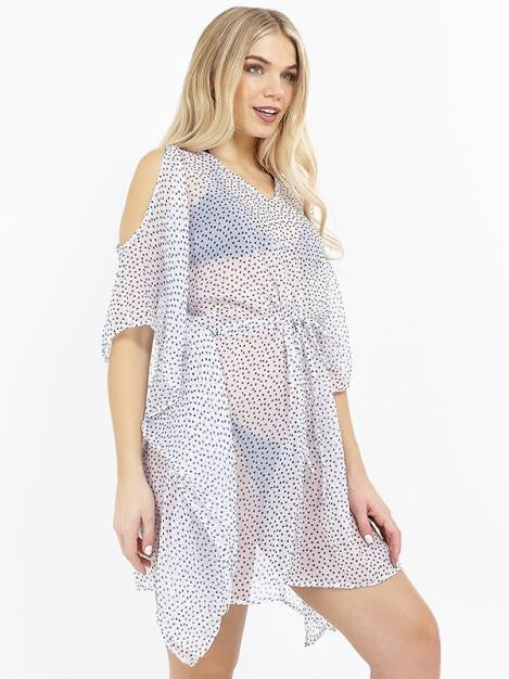 WHITE/BLACK POLKA