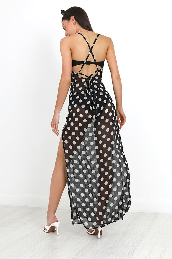 BLACK/WHITE POLKA DOT PRINT