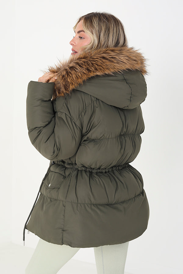 KHAKI/ NATURAL FAUX FUR