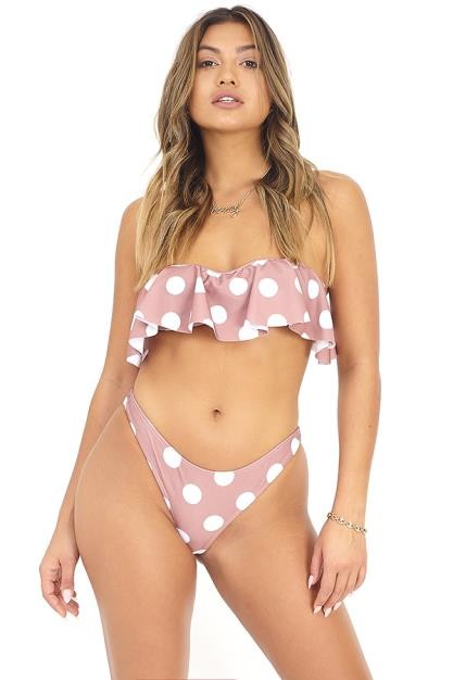 TAN / WHITE POLKA DOT