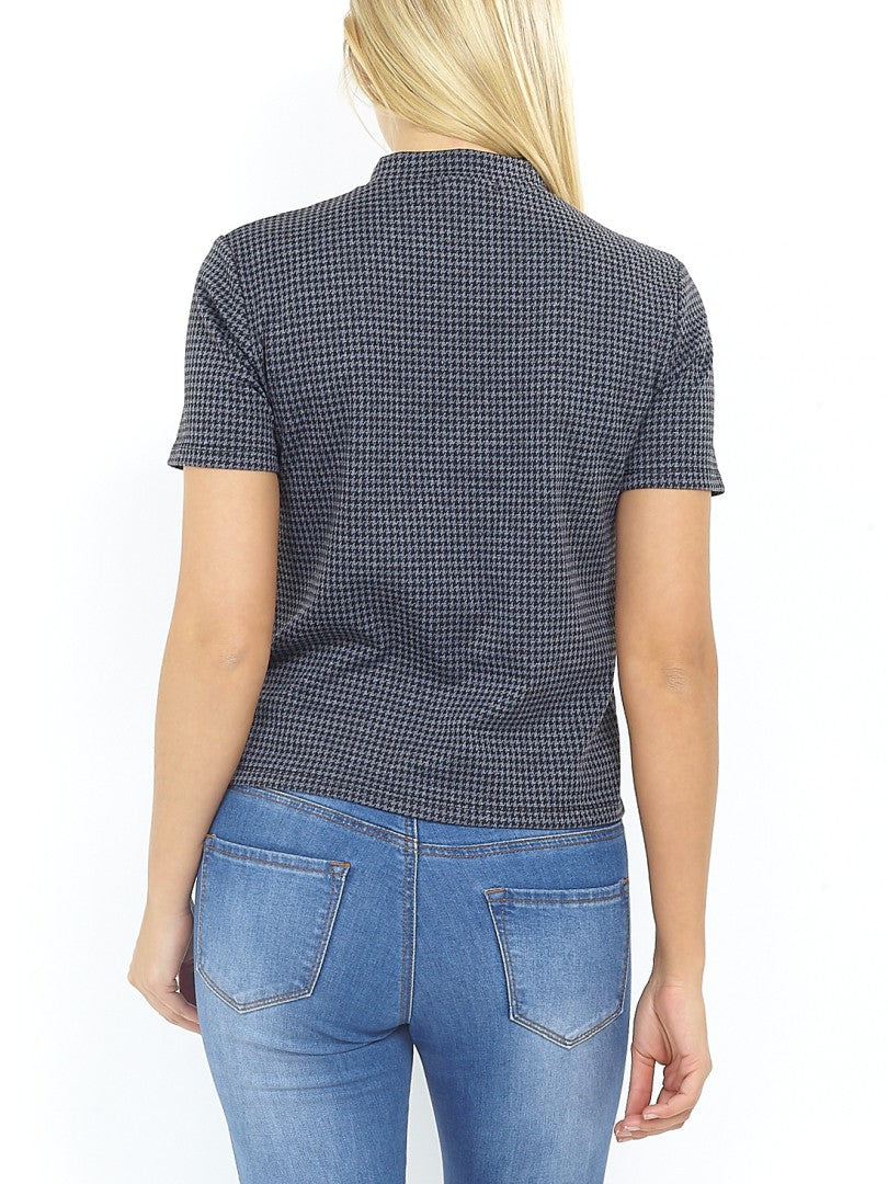 BLACK/GREY DOGTOOTH PRINT