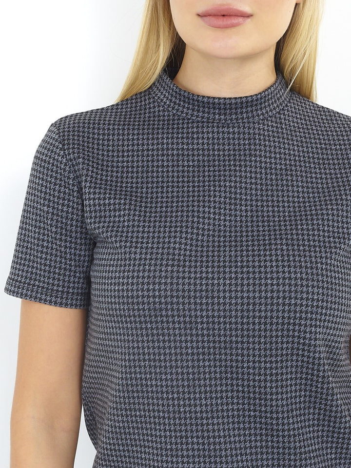 BLACK/GREY DOGTOOTH PRINT