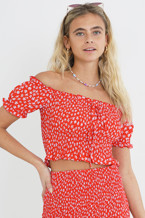 RED DITSY FLORAL