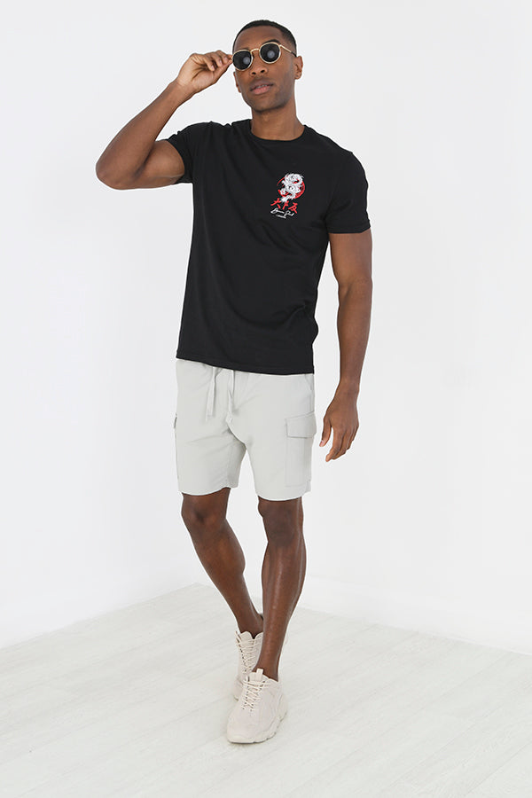 JET BLACK/MULTI-COLOUR PRINT